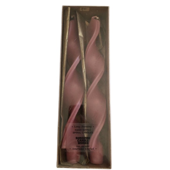 Sunshine Candleworks Pink Hand Dipped Spiral Candle Unscented Pack of 2 - Picture 1 of 4